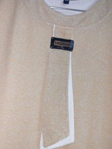 Sparkly Beige Tunic with Lace Detail
