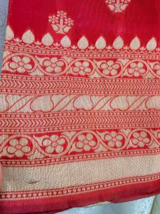 New Without Tag Beautiful Red &amp; Gold Saree Brand N