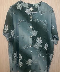 Green Floral Print Blouse