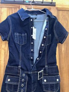 Denim button up mini dress