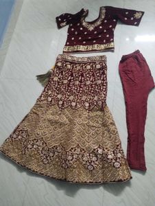 Maroon Velvet Lehenga Choli