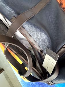Stylish Navy Leather Duffle Bag