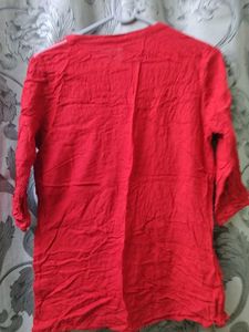 Red Embroidered Kurta