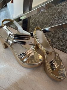 Elegant Gold Strappy Heels