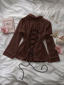 Brown Corset Back shirt