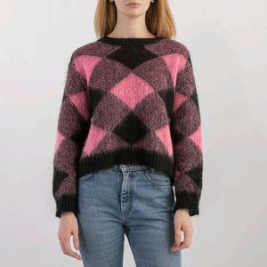 Pink Black Checkered Top