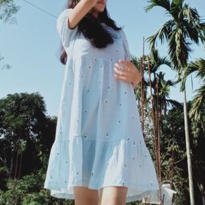 Light Blue Tiered Mini Dress