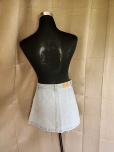 Light Wash Denim Button-Front Skirt