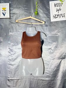 Brown Cropped Knit Tank Top