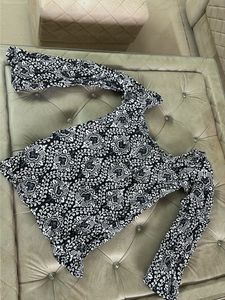 Black & White Printed Off-Shoulder Kurti