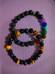 Chakra Stone & Lava Beaded Bracelet Set