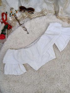 White Ruffled Off-Shoulder Top