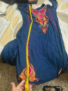 Embroidered Navy Blue Kurta in L 40 size