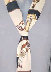 Vintage Horse Print Neck Tie Blouse
