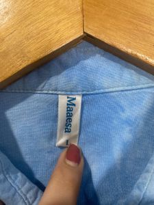 Blue Tie-Dye Button-Up Shirt