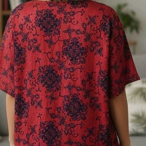 Red Floral Print Tunic Top