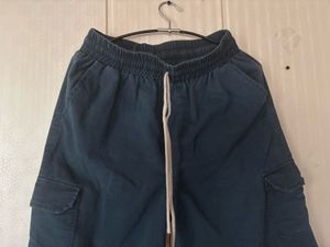 Blue Cargo Pants with Drawstring
