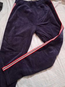 Velour Track Pants with Side Stripes