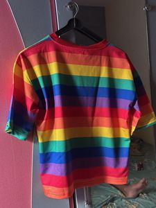 Rainbow Stripe Graphic T-Shirt and jeans