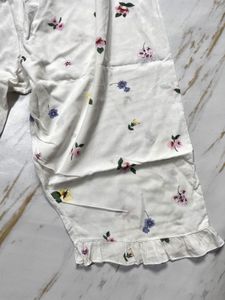 White Floral Print Pajama Pants