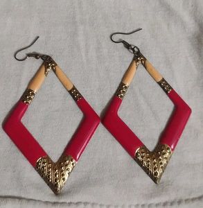 Unique Geometric pink &amp; Gold Earrings