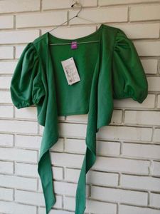 Elegant Green Tie-Up Blouse crop