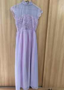 💜✨ Enchanting Lilac High-Neck Maxi Dress