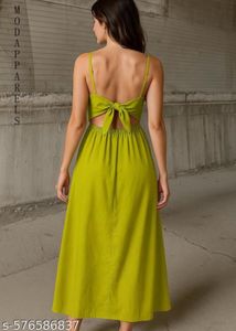 Lime Green backless satin slip dress