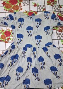 Blue Floral Print Kurta