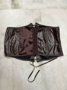 Chocolate Brown Leather Corset Top
