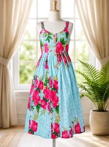 Boho Floral Print Button-Up Midi Dress
