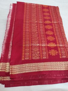 Elegant Red Saree with Gold Weaving