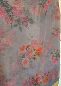 Elegant Floral Grey Saree with Tassels