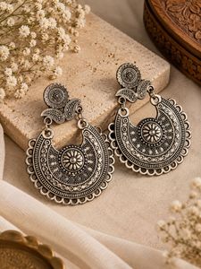 Oxidized Silver Jhumka Earrings