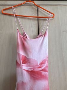 Light Pink Backless Floral Maxi Dress