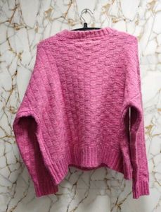 M&amp;S Collection Soft Pink Fuzzy V-Neck Sweater