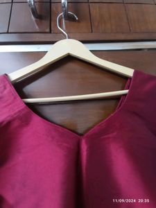 Maroon Silk Plain Kurti