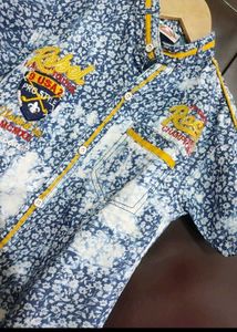 Navy Blue Printed Shirt For Baby Boy 3- 4 Year