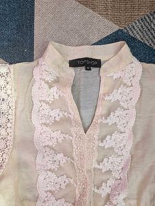 Topshop Lace Detail Cream Blouse