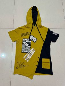 Asymmetrical Graphic Hoodie Tee