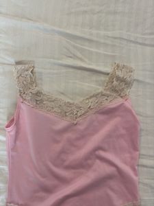 Coquette Pink Lace Trim Cami Top