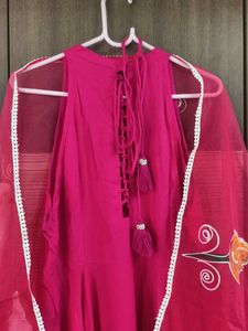 Rani Hand Painted Dupatta Suit Set