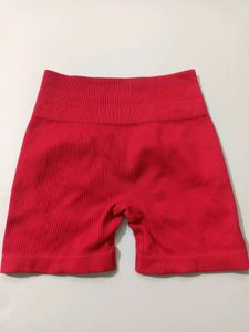 High-Waisted Ribbed Workout Shorts Free Size