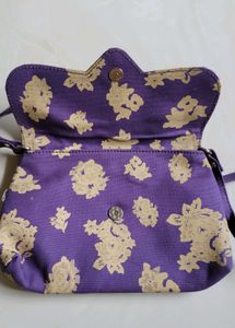 Purple Floral canvas  Sling Bag