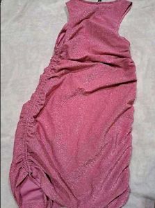 brand new (H&amp;M)Sparkly Pink Ruched Mini Dress