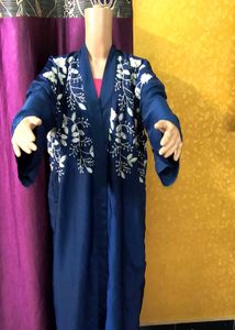 Embroidered Burqa &amp; dupatta Navy Blue Embroidery