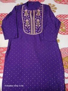 Beautiful Purple Kurta Set with Gold Print