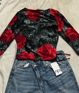 v neck flower print top