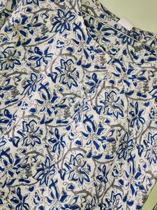 Blue Floral Print Kurta
