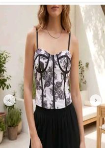 Shein Adjustable Spaghetti Strap Floral Print Cors